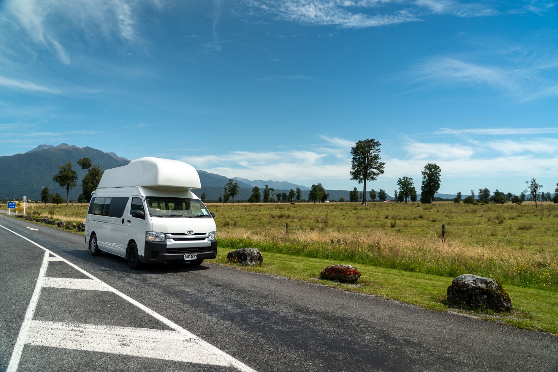 Campervan on scenic coast road